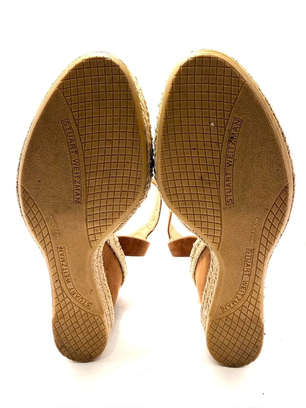 Stuart Weitzman Cognac Suede Espadrille Wedge Sandals Women’s Size 6.5